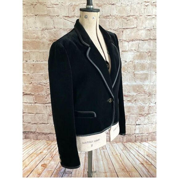 Vintage Jacket Blazer Louis Feraud Paris Black Velvet c1980s Size 40 Stunning pi - Picture 1 of 4